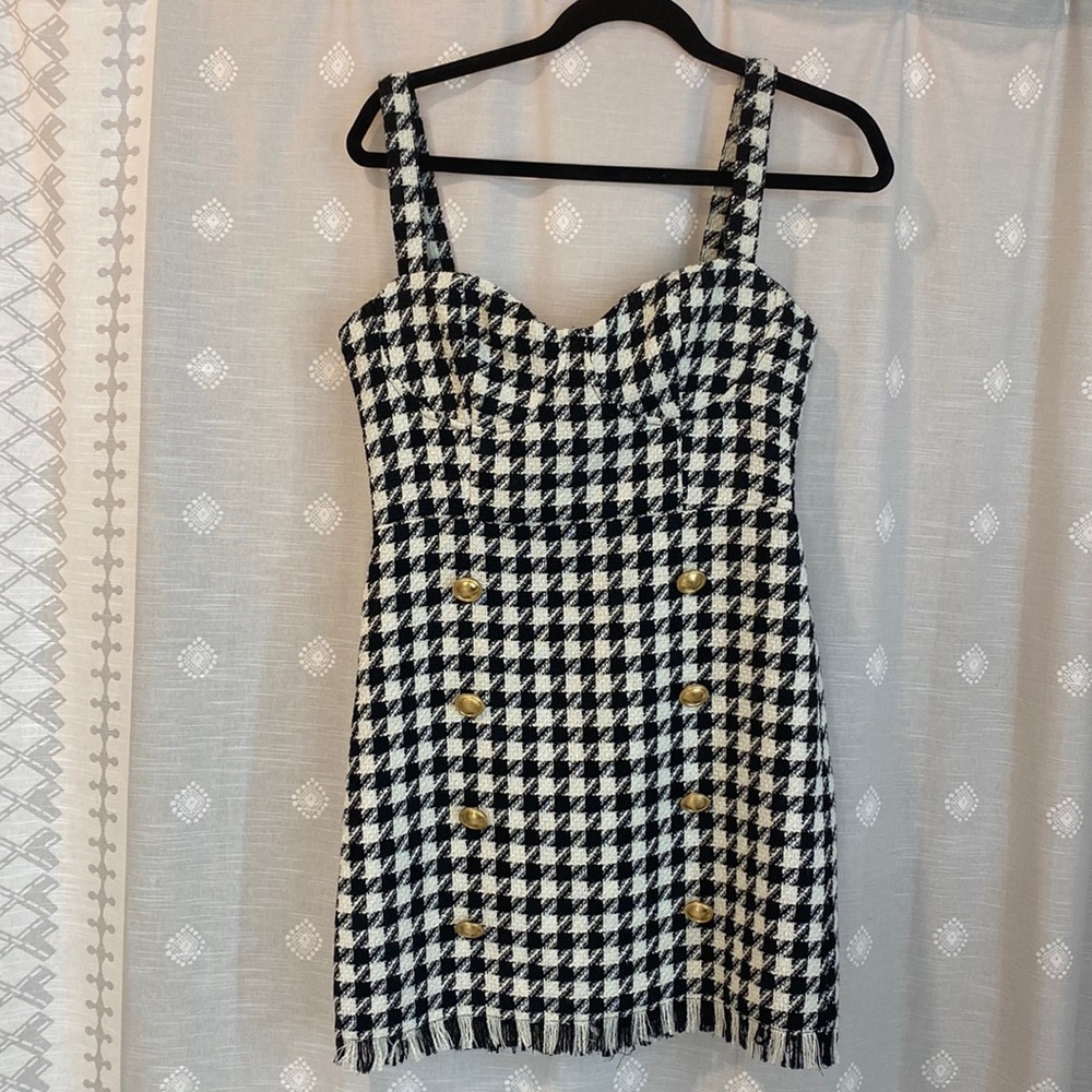 Twead Black and White Plaid Dress